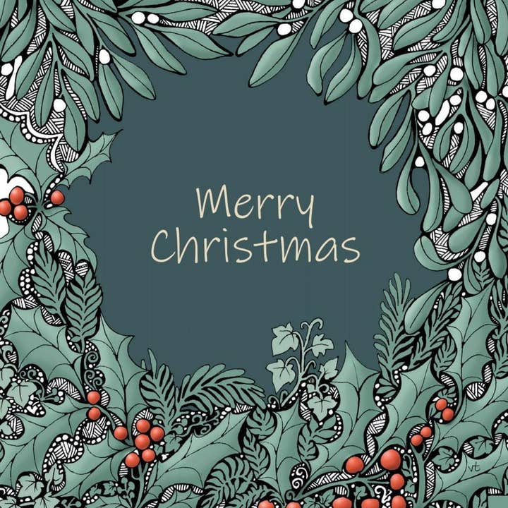 6 Pack - Holly Border - Merry Christmas - XE2035PACK6 for wholesale by Alff a Bet Design