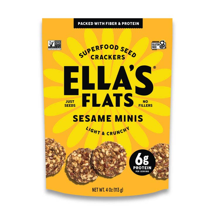Sesame Minis - NEW product - 4 oz bags for wholesale by Ella's Flats®