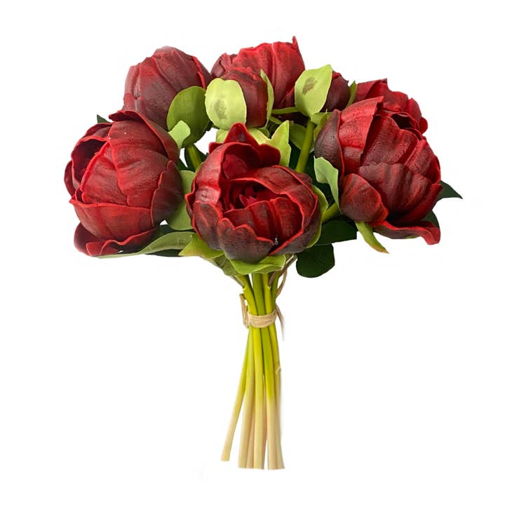 Angel Isabella - Wholesale Artificial Flowers - 10.5" Real touch artificial Peony bundle-8 Flowers and buds