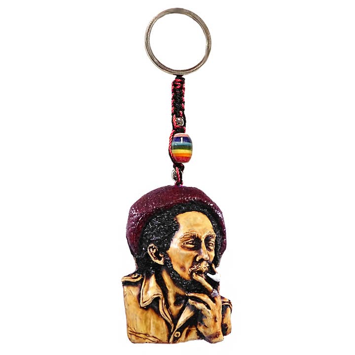 Smoking Bob Green Hat Rasta Durepox Resin Figurine Keychain for wholesale by Pichincha