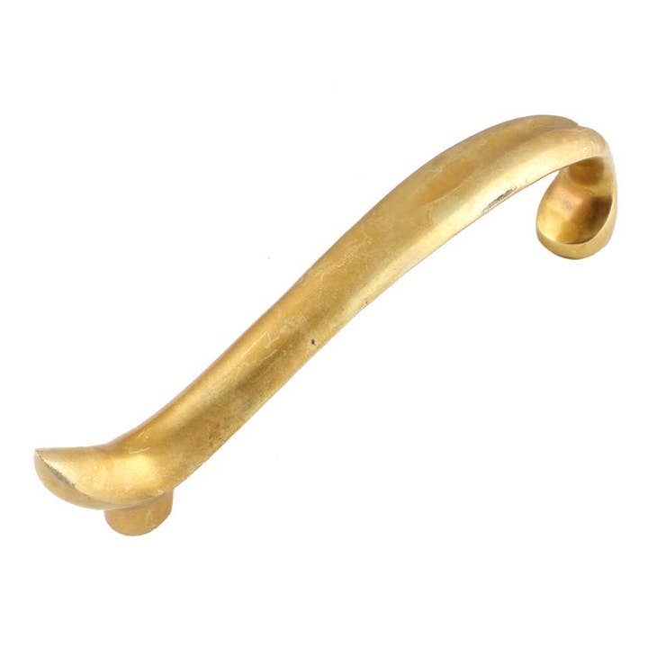 6 Piece Brass Curved Tail Dresser Handle (Gold) for wholesale by Daana Paani LLC