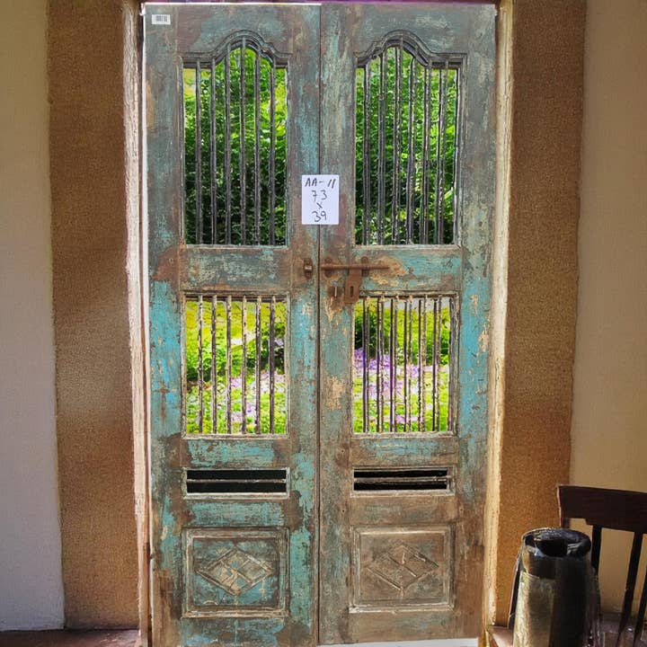 Wilco Home - Wholesale Wall Accent - One-of-a-kind Vintage Solid Wood Doors with Iron Protectors15