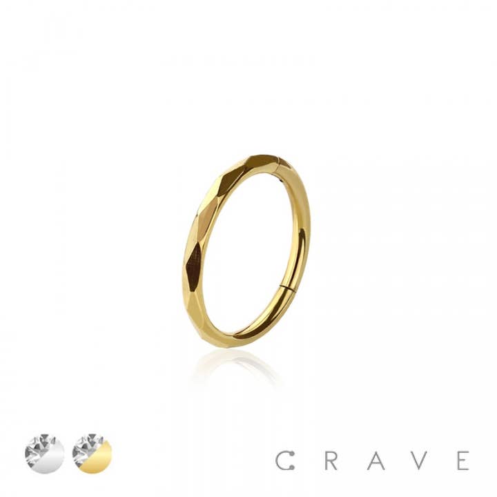 CRAVE BODY JEWELRY - Wholesale Hoop Earrings - 316L SURGICAL STEEL HINGED SEGMENT DENTED CLICKER HOOP3