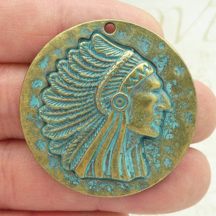 Gold Indian Chief Charm Pendant by TIJC for wholesale by Treasure Island