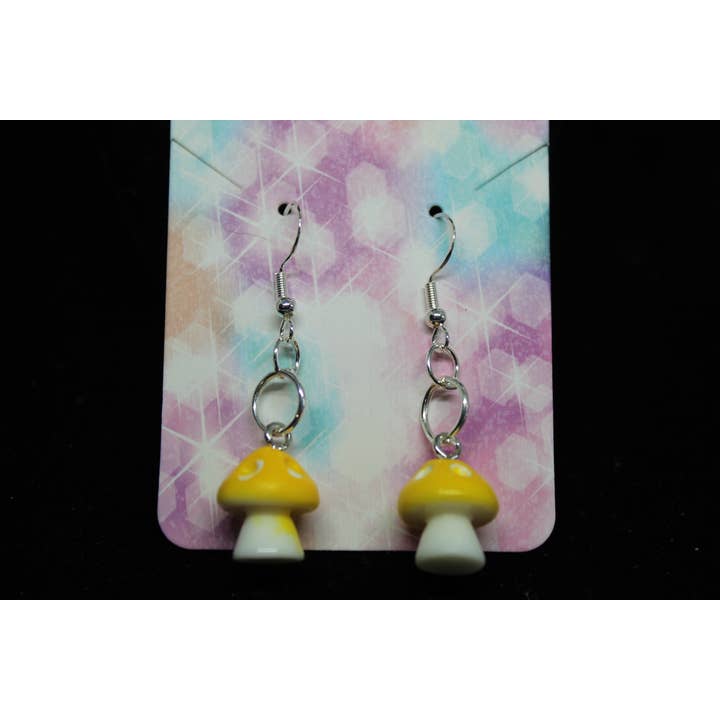 Witchcrafted in MI - Wholesale Dangle Earrings - Yellow Mushroom Earrings Cottagecore Witch Witchy Jewelry