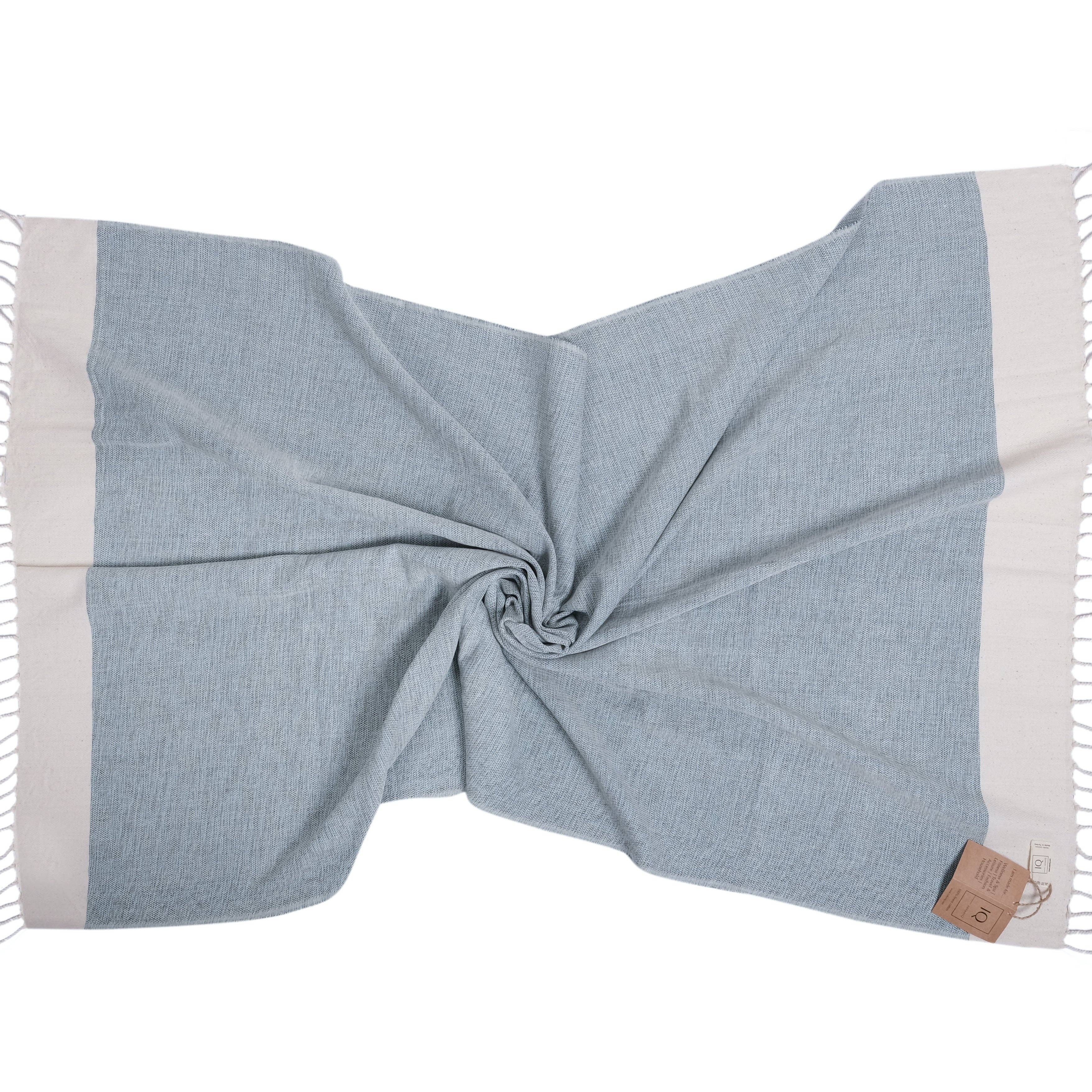 cotonIQ - Vendita all'ingrosso Telo mare - Asciugamano hammam, sauna e mare Ecuador blu 170x95 cm4