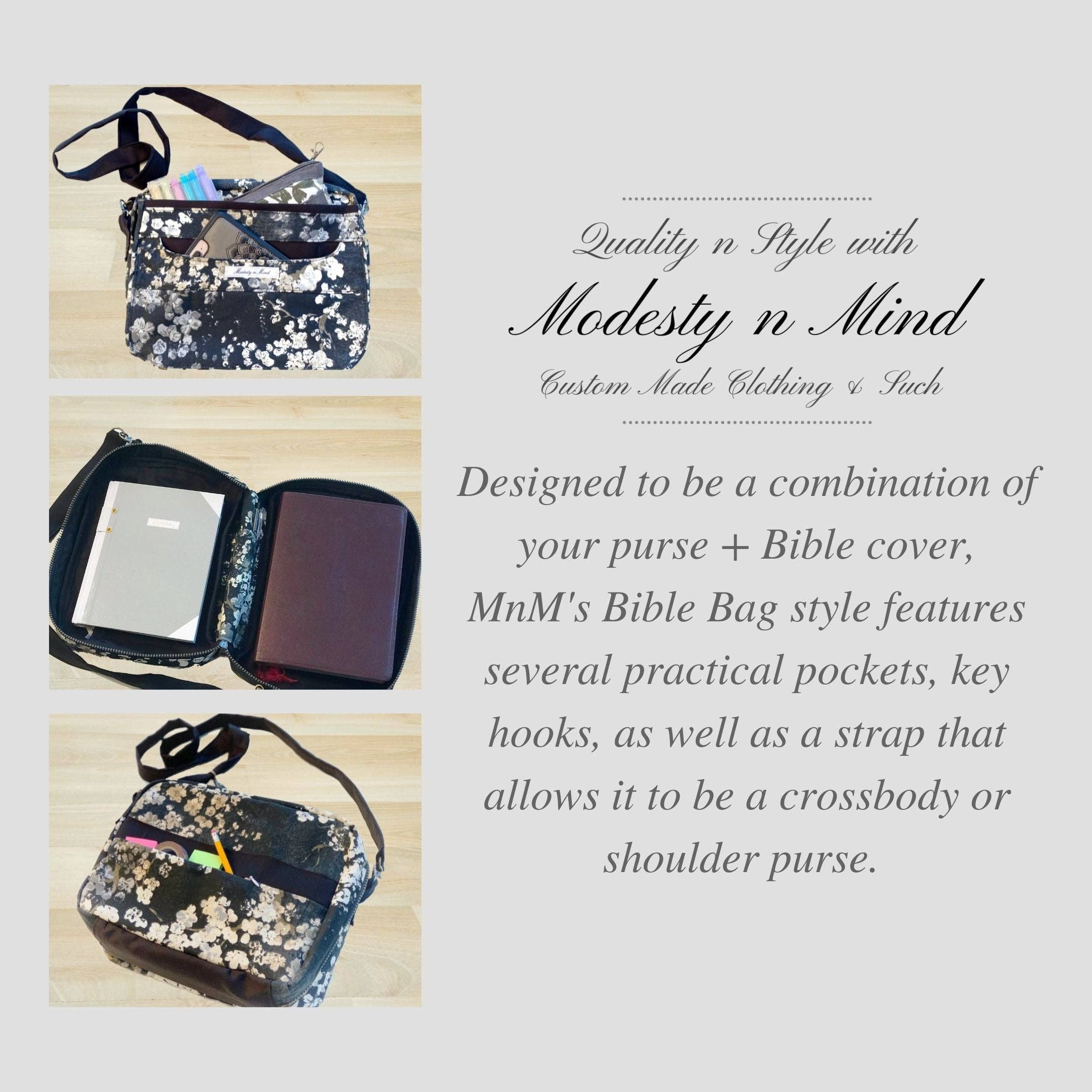 Modesty n Mind - Wholesale Bible Cover - Blue Floral Bible Bag | Canvas Bible Cover Purse1
