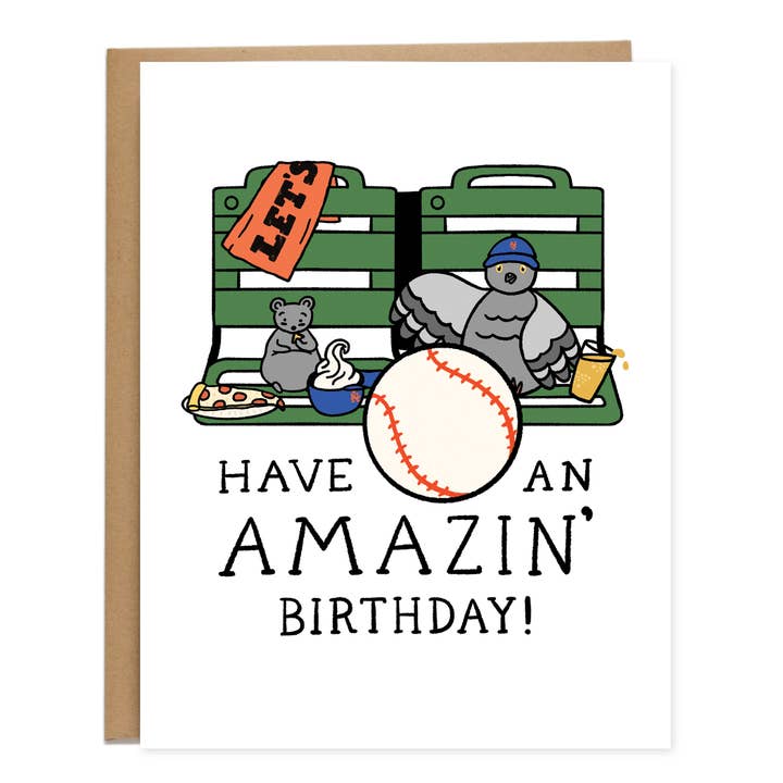Tiffbits - Wholesale Birthday Card - Amazin' Mets Baseball Birthday Card, Queens NYC, Pigeon, Rat