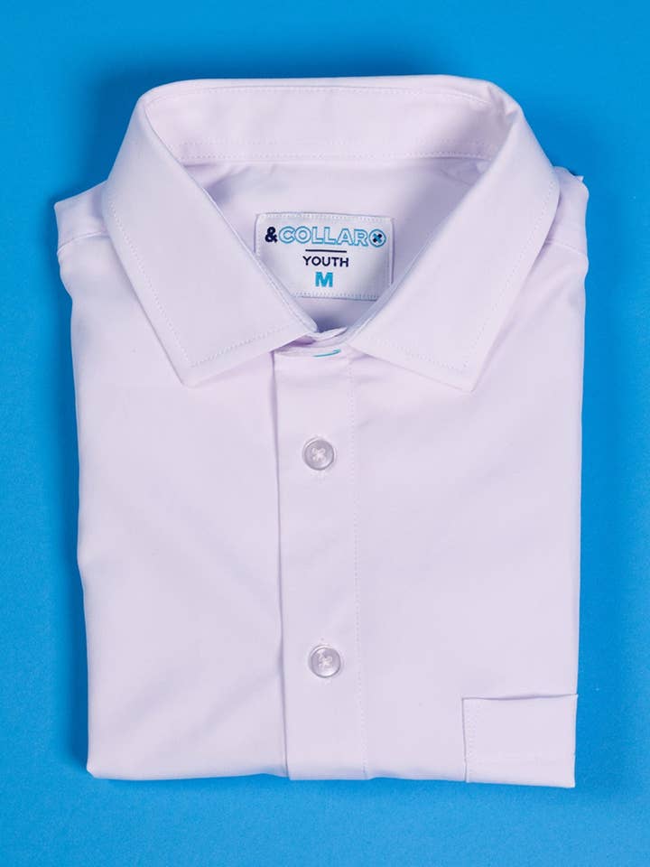 Range Shirt - White Long Sleeve - Kids for wholesale by &Collar