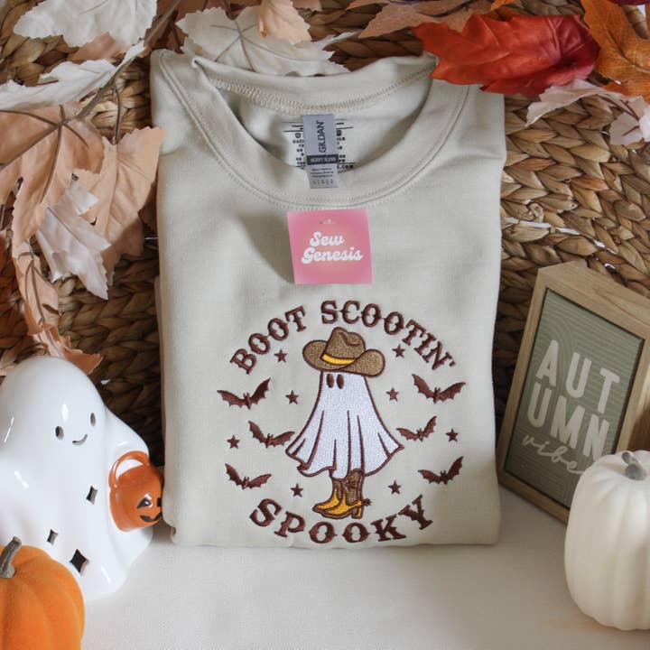 Boot Scootin' Spooky Embroidered Crewneck for wholesale by SewGenesis
