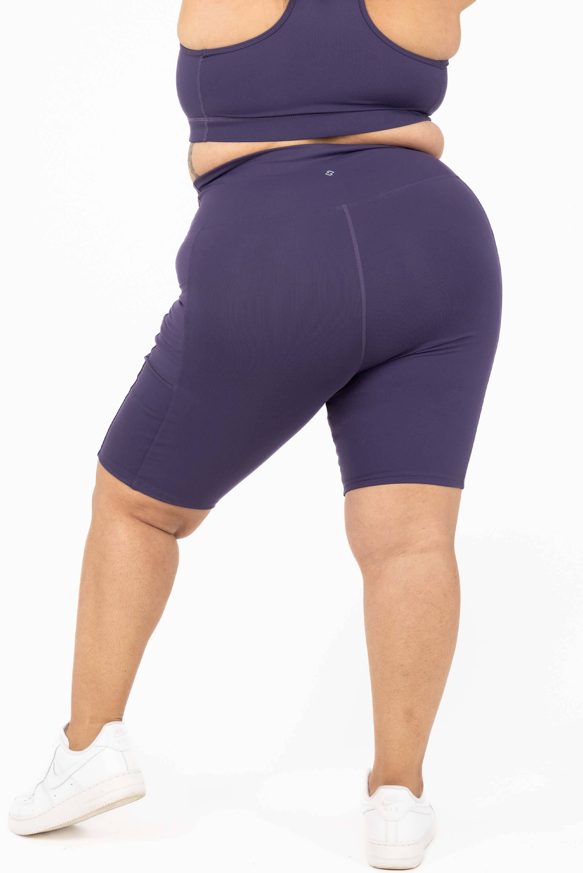 Superfit Hero - Wholesale Athletic Shorts - Women's - Pocket Bike Shorts 11 inch - Deep Purple