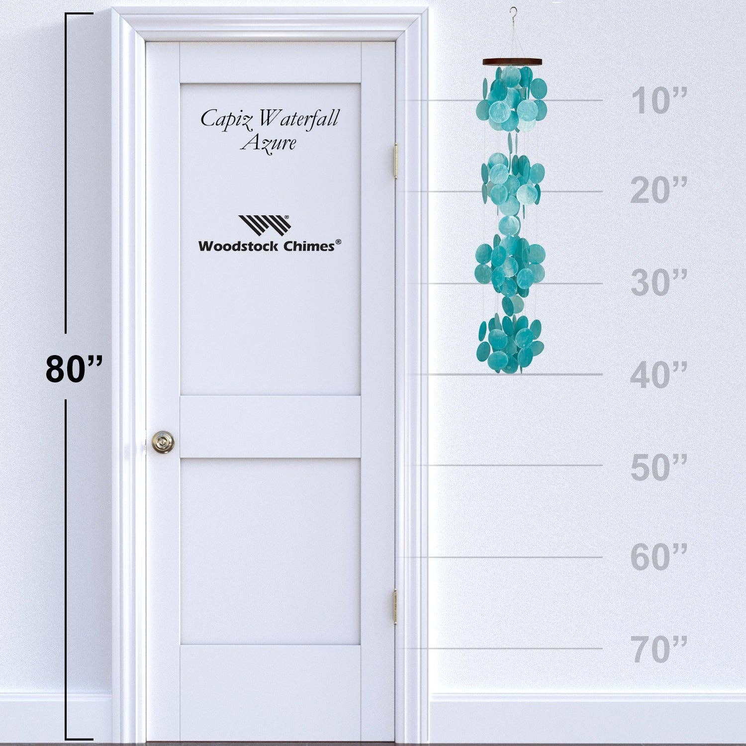 Woodstock Chimes - Wholesale Wind Chime - Capiz Waterfall - Azure2
