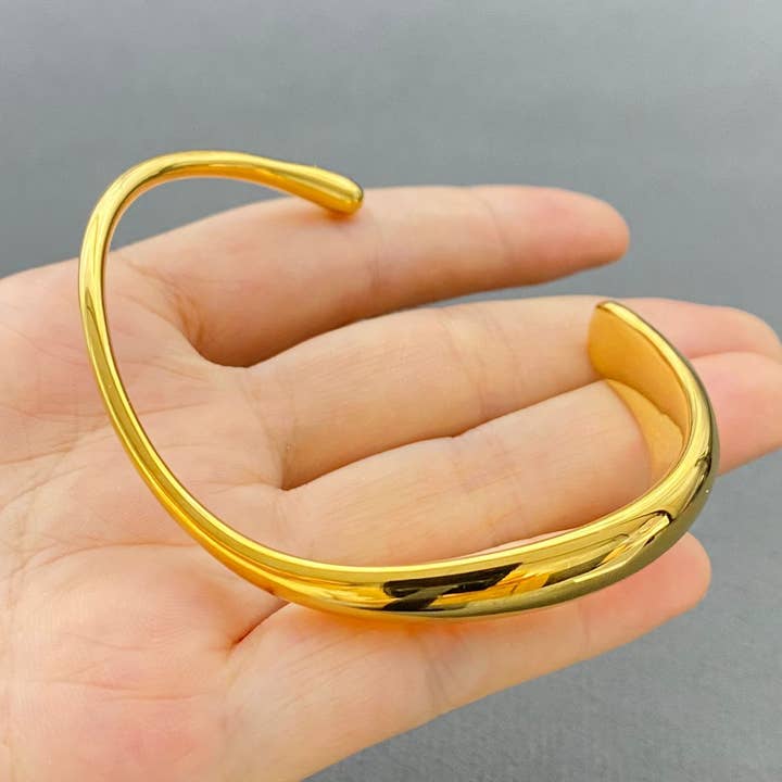 Oregelbunden Glansig 18K Guldpläterat Rostfritt Stål Armband - FGS för wholesale av Mio Queena