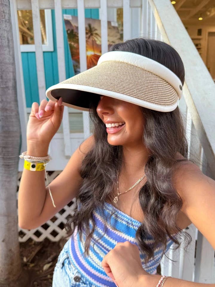 Visière en paille SVC0036 avec bande réglable pour la vente par MiMi Wholesale