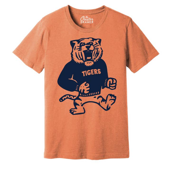 The Chester Drawer - Wholesale Screen Printed T-Shirt - Unisex - Vintage Tiger Orange + Navy0