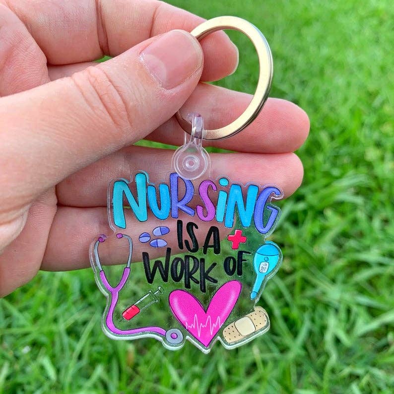 Painted Skies - Wholesale Keychain - Women's - Nursing Is A Work Of Heart Acrylic Keychain1