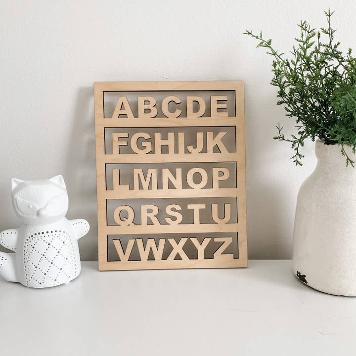 Minimalist Alphabet Wall Sign for wholesale by The Little Loon Co.