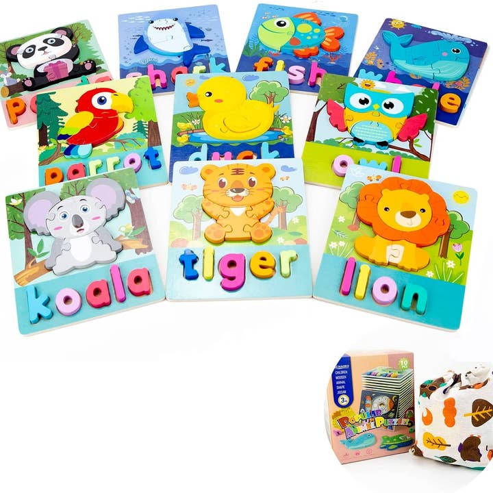 Montessori-Puzzlespielzeug für Kleinkinder aus Holz, Zauberspruch, 10er-Packung für den Großhandel von Hometeczone LLC