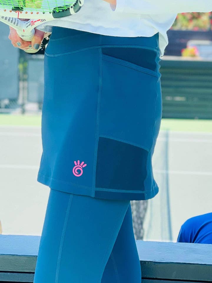 Peacock Teal Skirted Leggings Mid-calf length for wholesale on Faire5