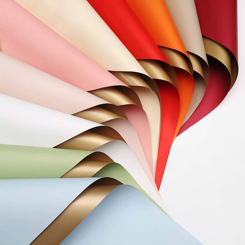 Elegant Design Supply - Vendita all'ingrosso Rotoli di carta da regalo - Carta da regalo impermeabile dorata bifacciale per fiori (20 fogli)14