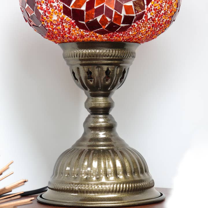 Natures Artifacts Inc - Wholesale Accent/Desk Lamp - Turkish Table Lamp with Handmade Red Mosaic Glass