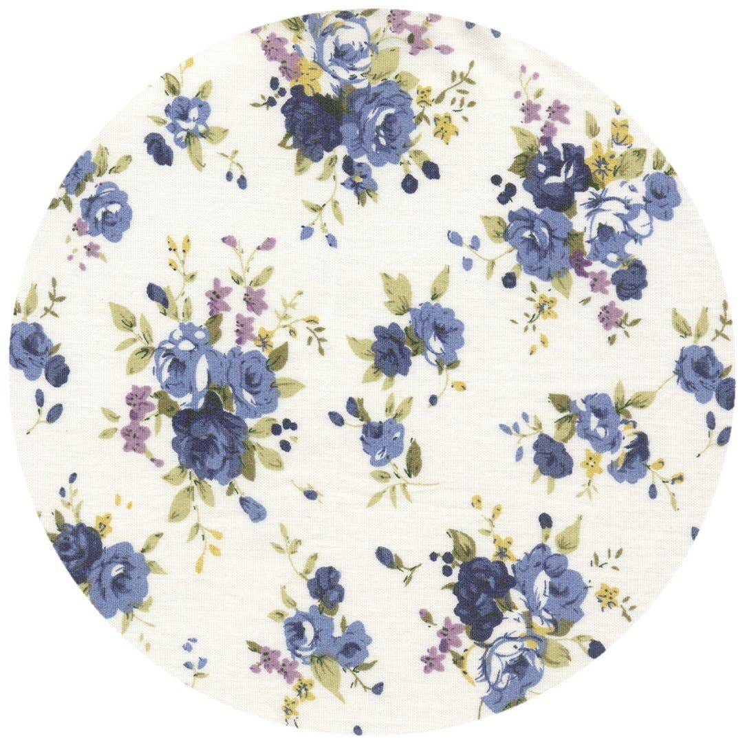 Josvil - Wholesale Handkerchief - Men's - WHITE COTTON POCKET HANDKERCHIEF BLUE FLOWERS1