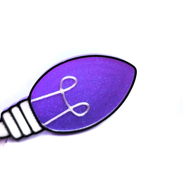 Printy Vibes - Wholesale Dangle Earrings - Purple Iridescent Christmas Light Bulb Statement Earrings
