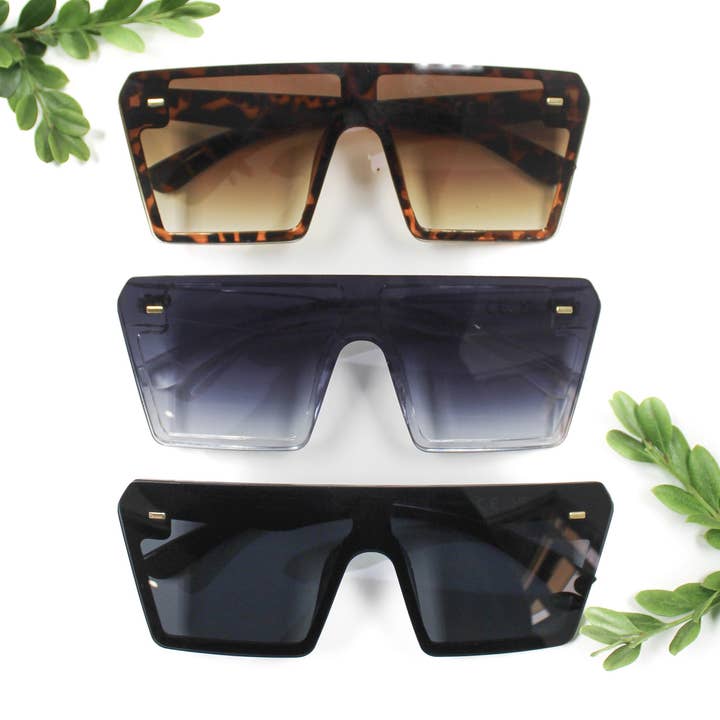 Oversize Flat Top Flat Lens Rectangular Plastic Sunglasses for wholesale by Dynasol Eyewear