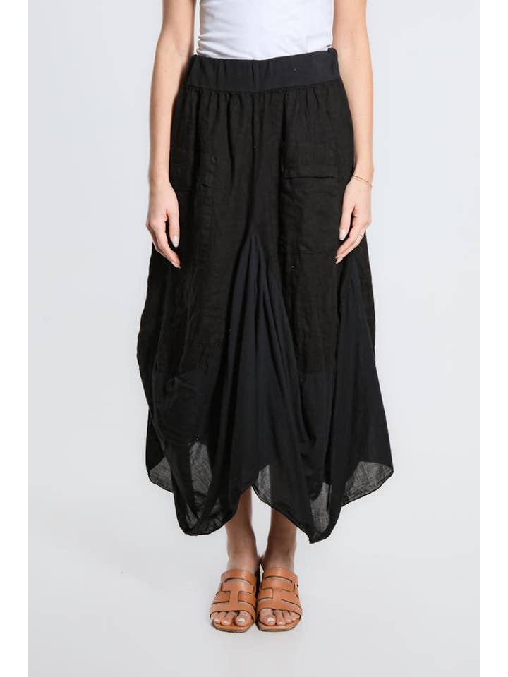 TINA Stephens Italy/Tees By Tina - Wholesale Skirt - Women's - Brenna Cotton/Linen Bunched Pocket Skirt (SL102W)4