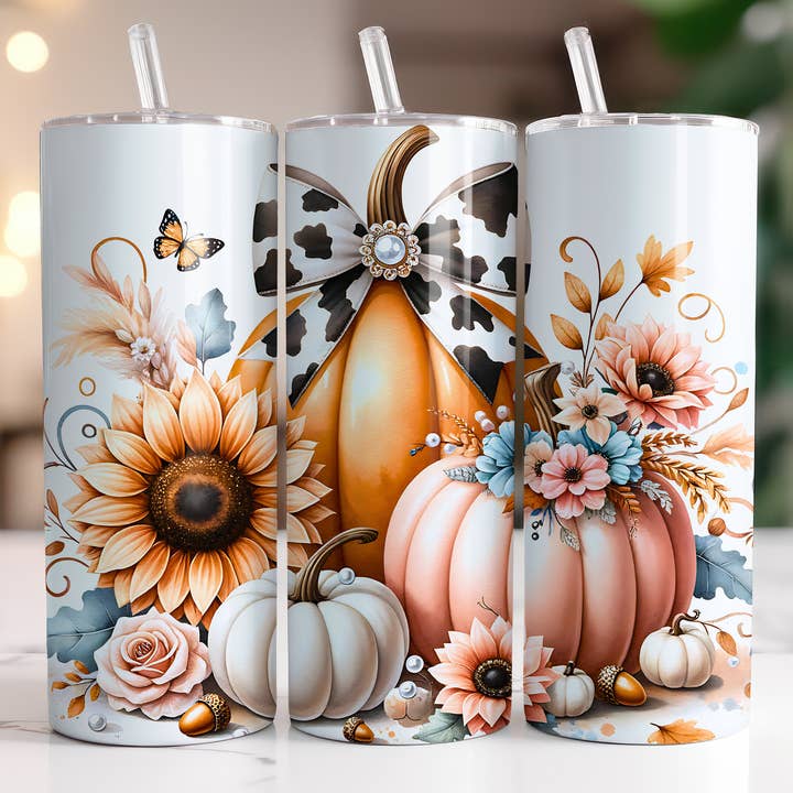 Cow print Coquette - Fall / Autumn 20oz Skinny Tumbler for wholesale by Dogwood Graphics & Design