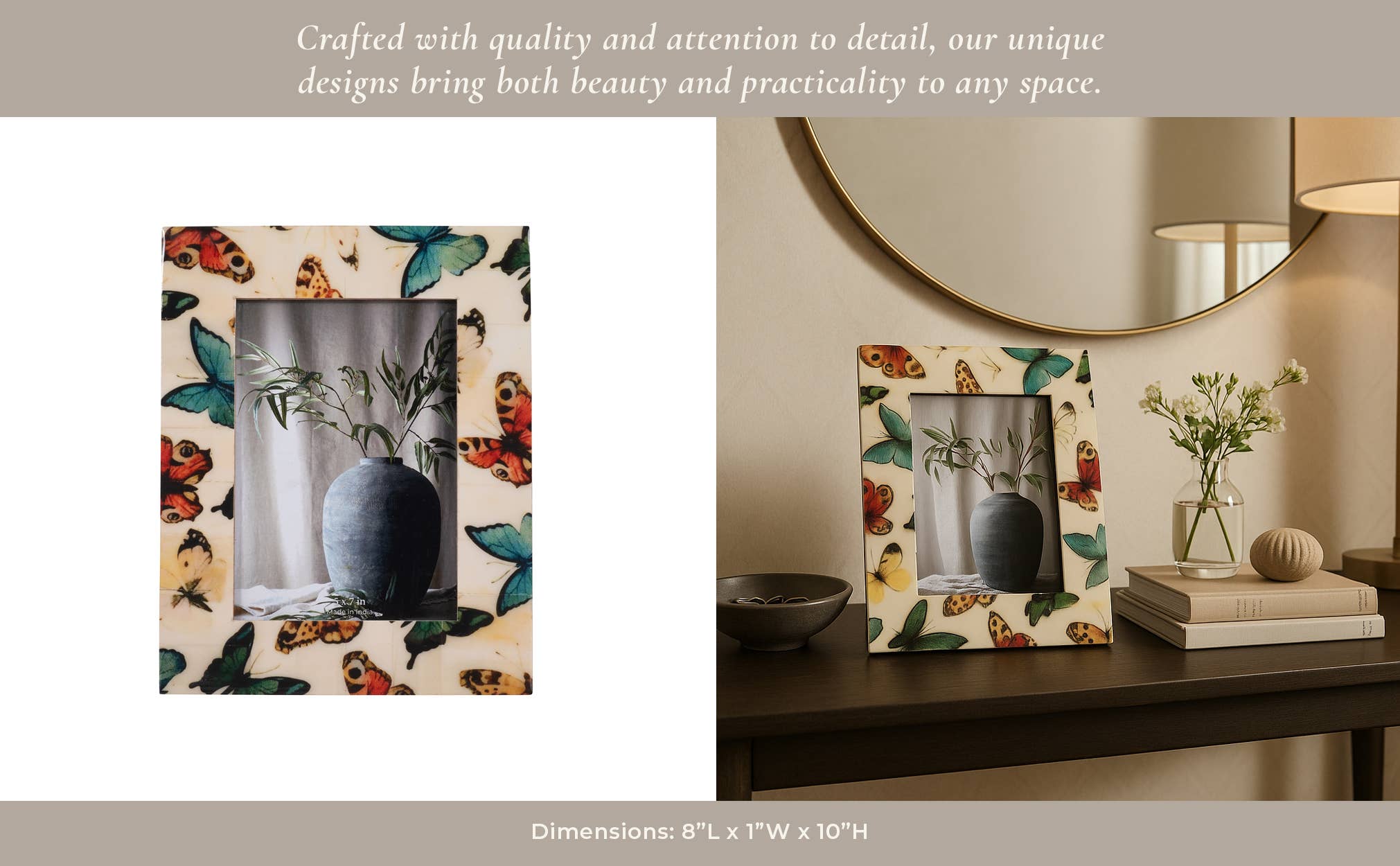 Sagebrook Home - Wholesale Picture Frame - Photo Frame - Ivory Wood Butterflies, 5x7 in.10