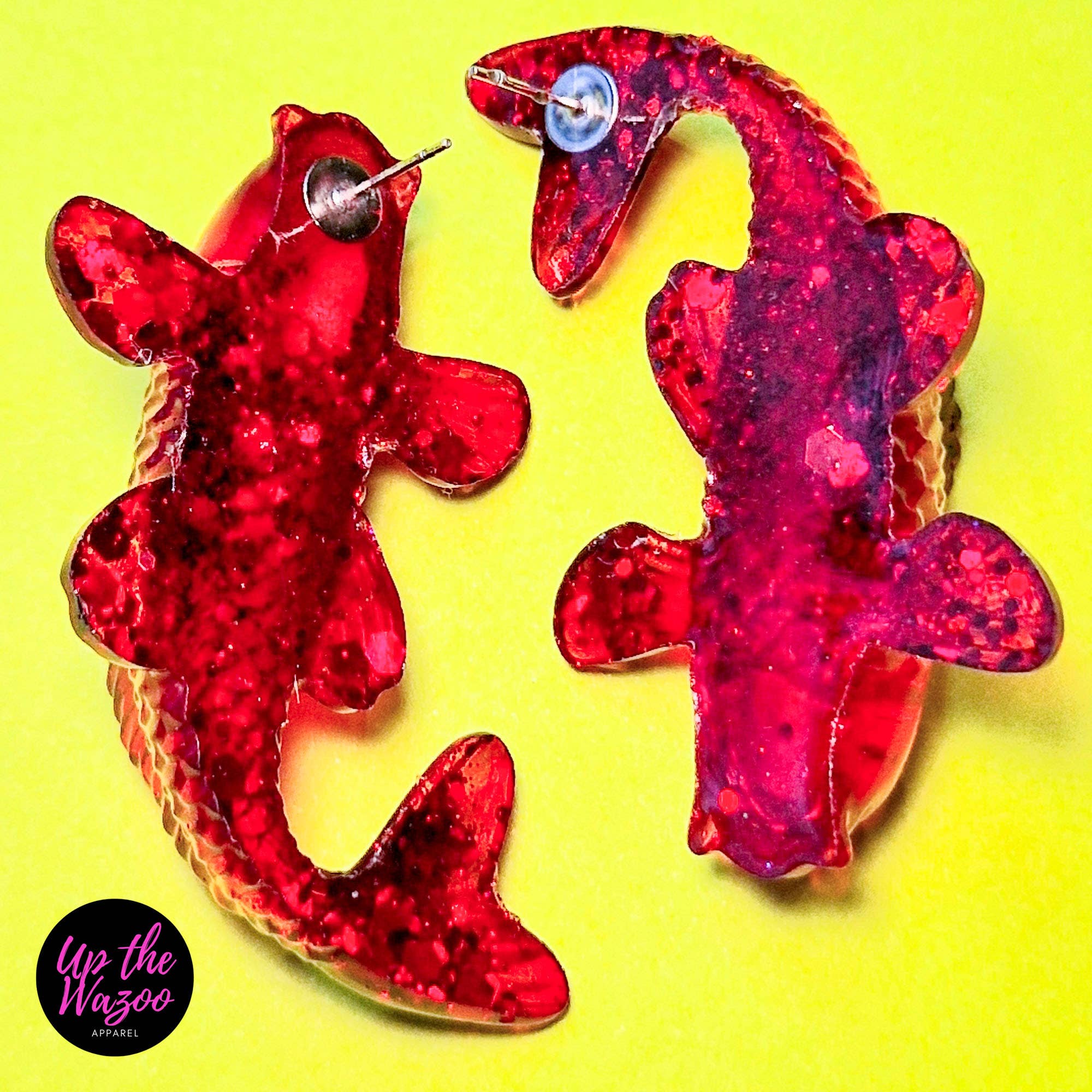 Up the Wazoo Apparel - Wholesale Knopjes/oorstekers - Fraaie Lokaas, Vurige Rood - Handgemaakt Op Bestelling1