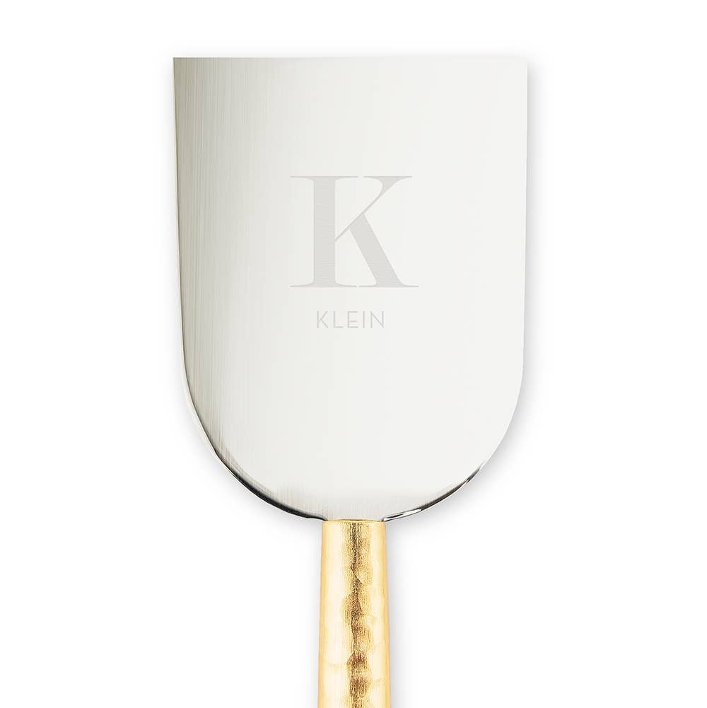 Weddingstar Inc. - Wholesale Cheese Spreader - 3-Piece Gold Handled Cheese Knife Set - Modern Serif Initial1