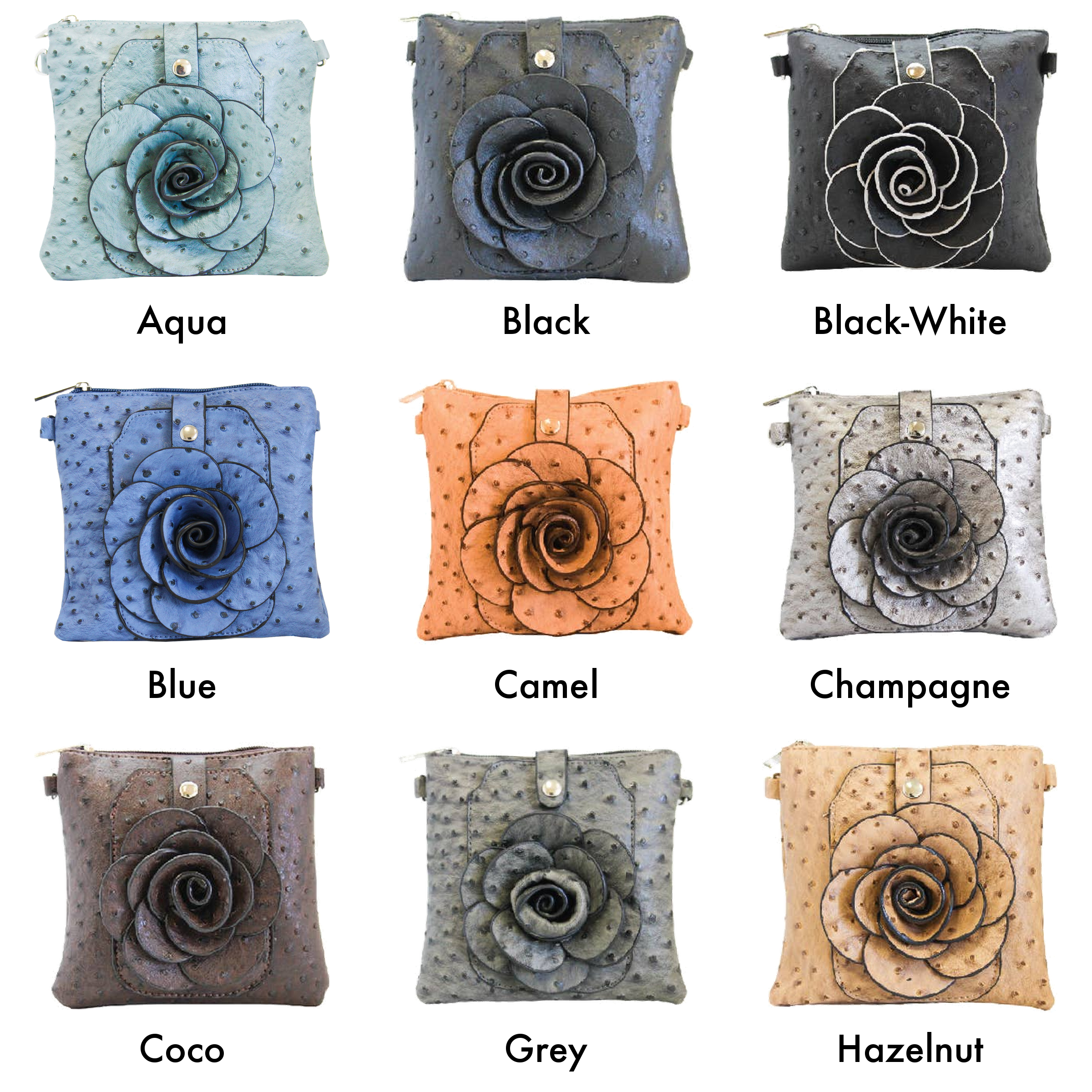 22 Tote - Vendita all'ingrosso Borsa a tracolla - Donna - Borsetta a tracolla per cellulare con fiore di struzzo21