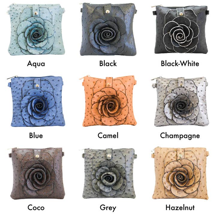 22 Tote - Vendita all'ingrosso Borsa a tracolla - Donna - Borsetta a tracolla per cellulare con fiore di struzzo21