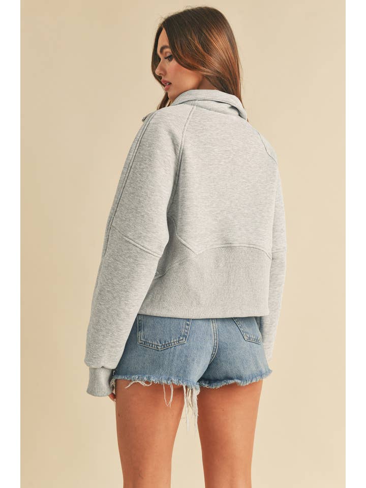 AEMI + CO - Wholesale Sweatshirt - Women's - 950CK Dove Funnel Neck Half Zip 5101