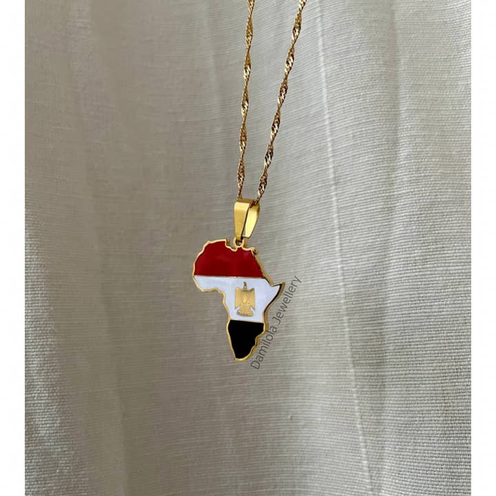 Egypt Flag Necklace 🇪🇬 - Gold/Silver for wholesale by Damilola Jewellery