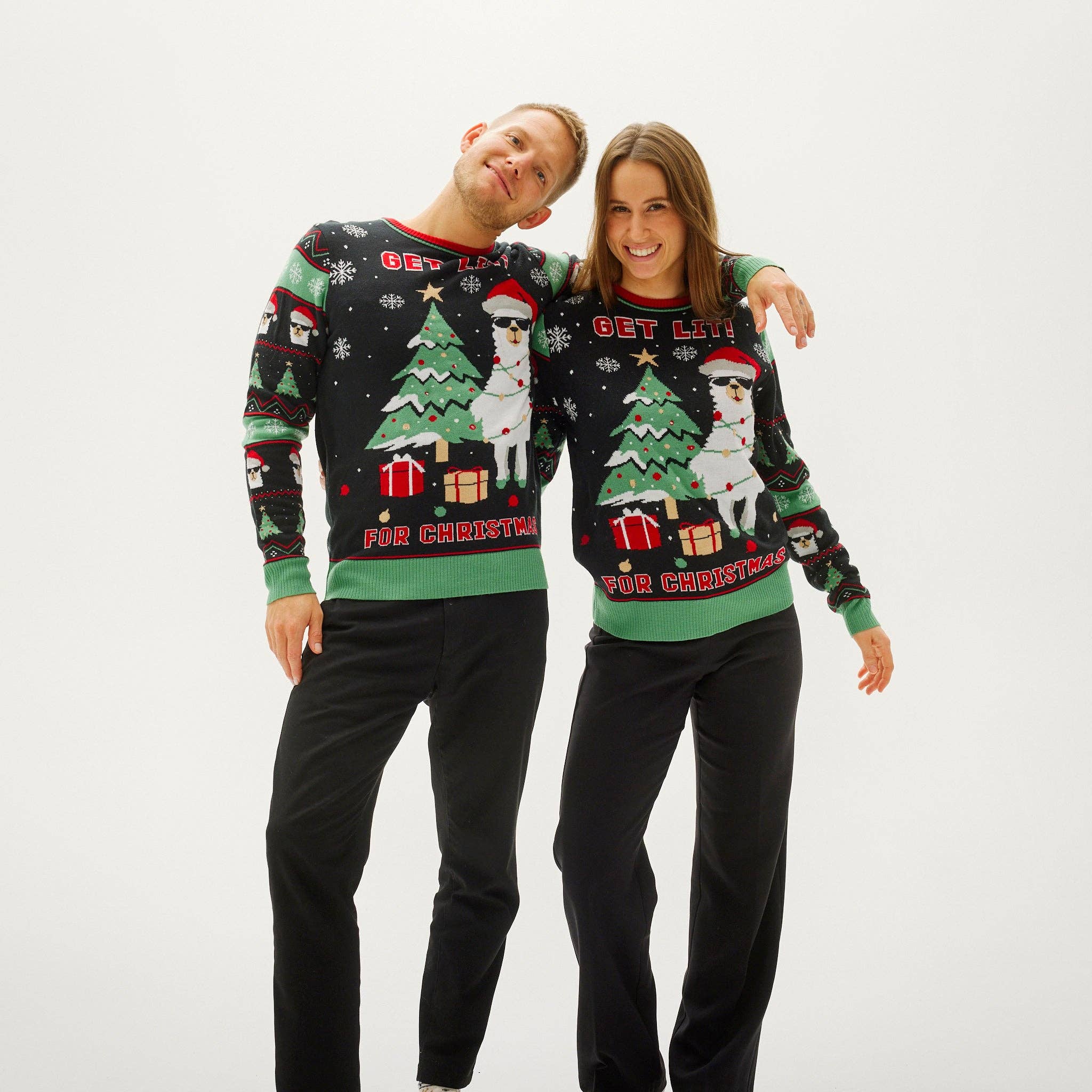 Happy Seasons - Wholesale Gebreide trui - Heren - Get Lit Llama kersttrui voor heren4