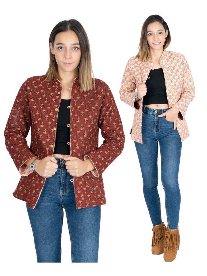 Printed Reversible Cotton Short Jacket for wholesale by Kimago Look