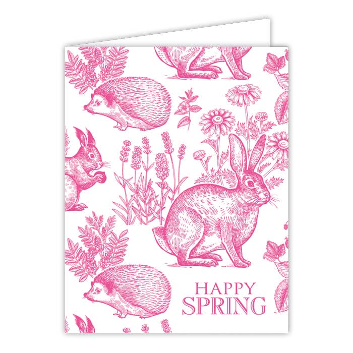 Happy Spring Pink Woodland Dyr Lykønskningskort for engroshandel hos RosanneBeck Collections