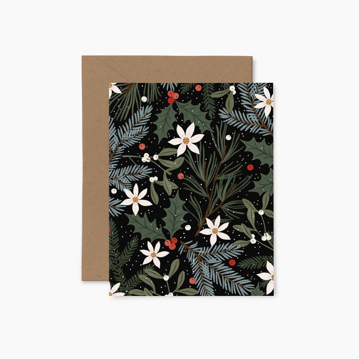 Papier Fleuri Co. - Wholesale Season's Greetings Card - Festive Pattern | Boxed set of 6 cards1
