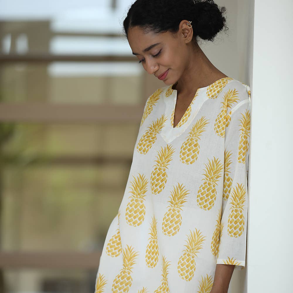 Mahogany - Vendita all'ingrosso Tunica - Donna - Kurta gialla ananas1