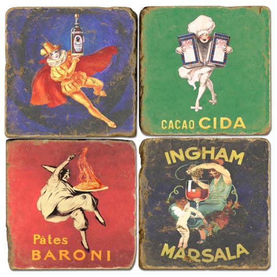 Liquor II - Tumbled Marble Coasters Set/4 for wholesale by Studio Vertu