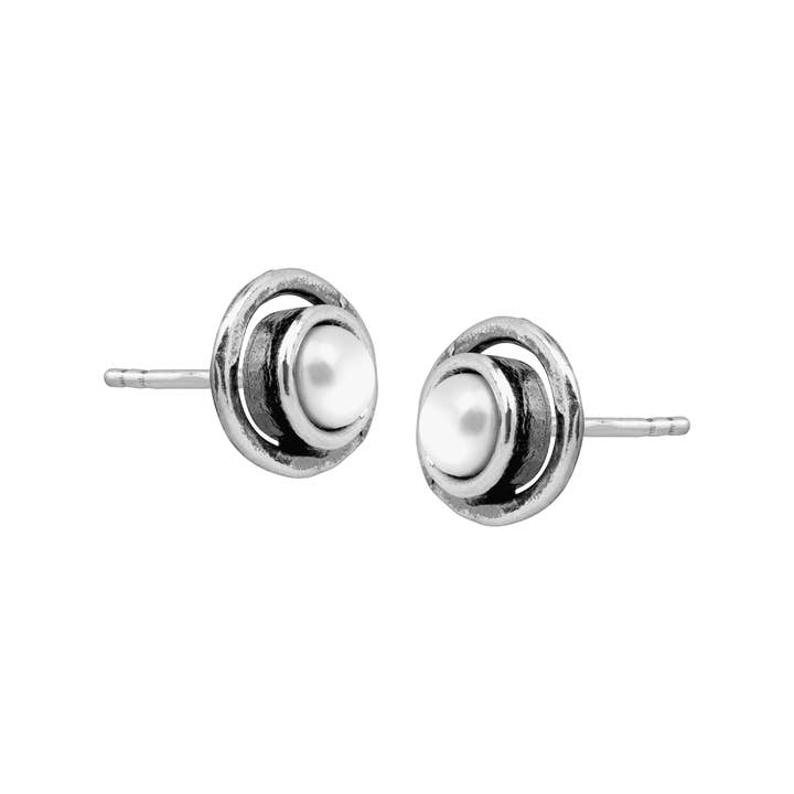 White Silpada 'Lunula' 4.5-5 mm Freshwater Pearl Stud Earrings in for wholesale on Faire
