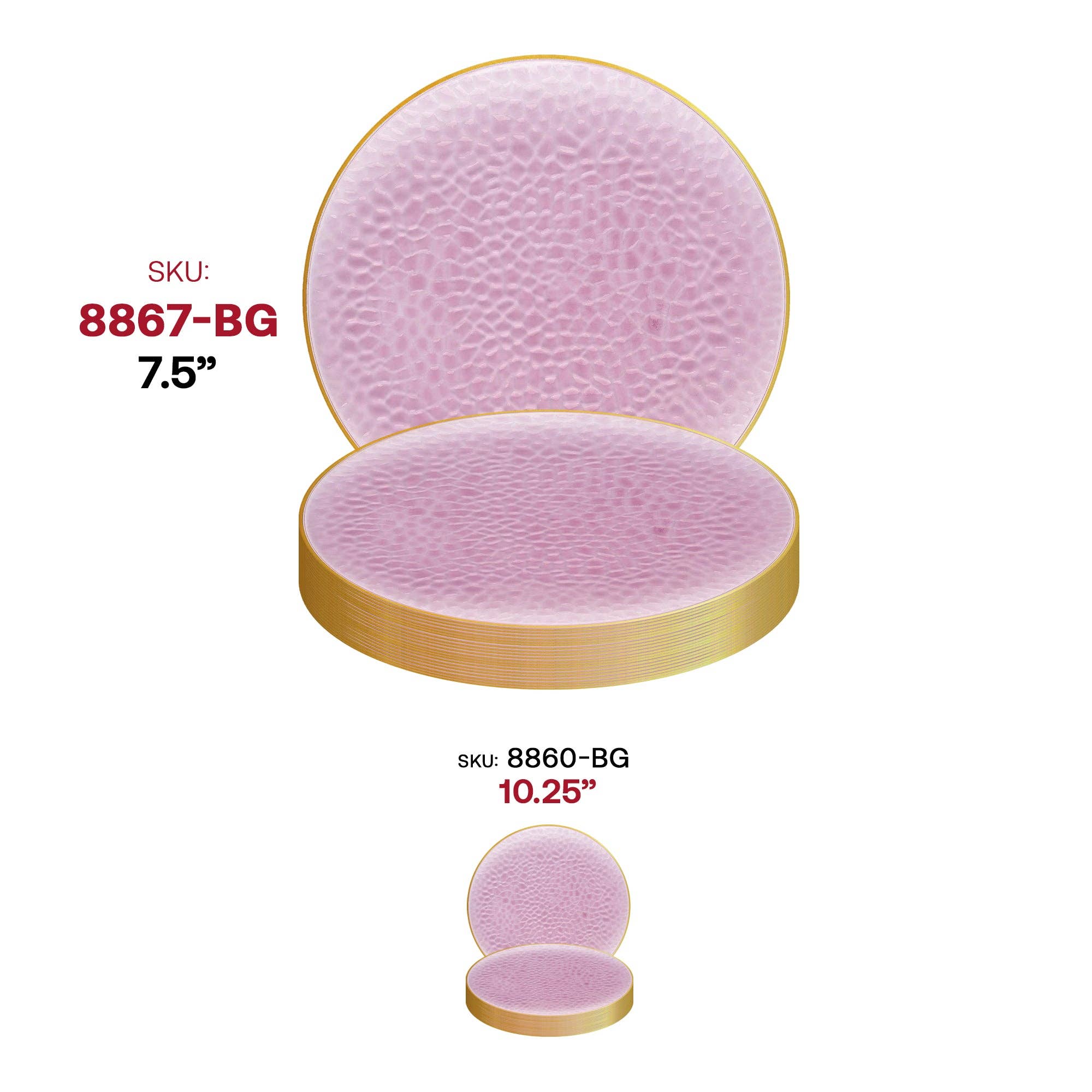 Smarty had a Party - Wholesale Salad Plate - 7.5" Clear Pink Gold Rim Glass Salad Plates - 120 pcs5