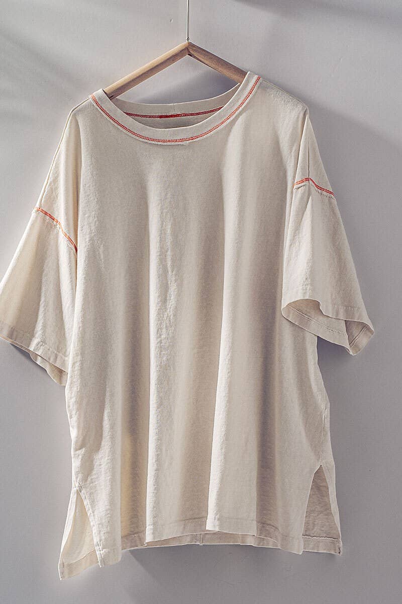 Urban Daizy - Wholesale T-Shirt - Women's - Contrast Stitch Mineral Wash Spring Oversized Tee10