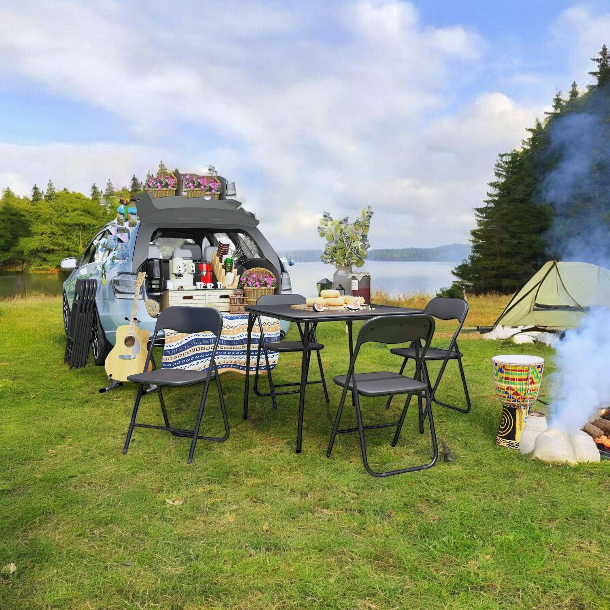 39F Inc. - Wholesale Folding Chair - Black Portable Metal Folding Chair with Vinyl Seat and Back4