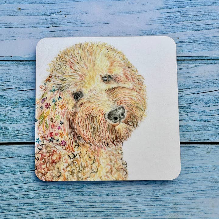 Cockerpoo Eco Friendly Luxury Cork Coaster Dog UK Made FSC for wholesale by Jen Winnett Eco Artist