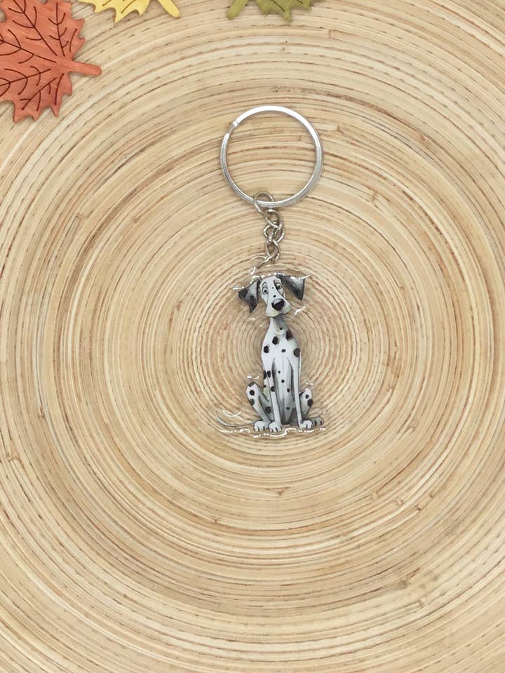 chaveiro acrílico com dálmata por atacado de Karinamente