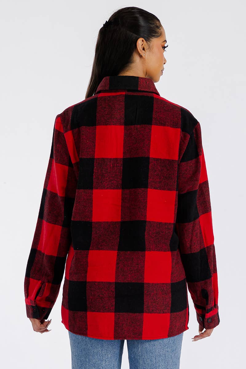 WEIV - Wholesale Shirt Jacket/Shacket - Women's - Boyfriend Oversized Soft Flannel Shacket2